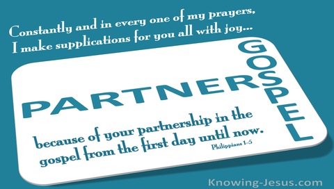 Philippians 1:5 Partners of the Gospel (aqua)